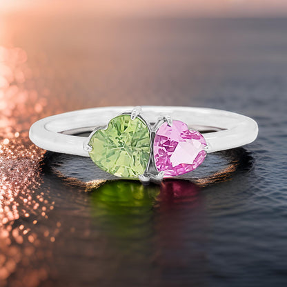 14K Gold Heart-Shaped Sapphire Ring: Multicolor Gemstone