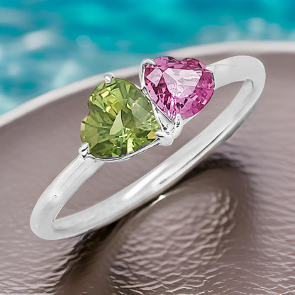 14K Gold Heart-Shaped Sapphire Ring: Multicolor Gemstone