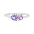 14K Gold Heart Sapphire Engagement Ring: Multicolor Gemstone