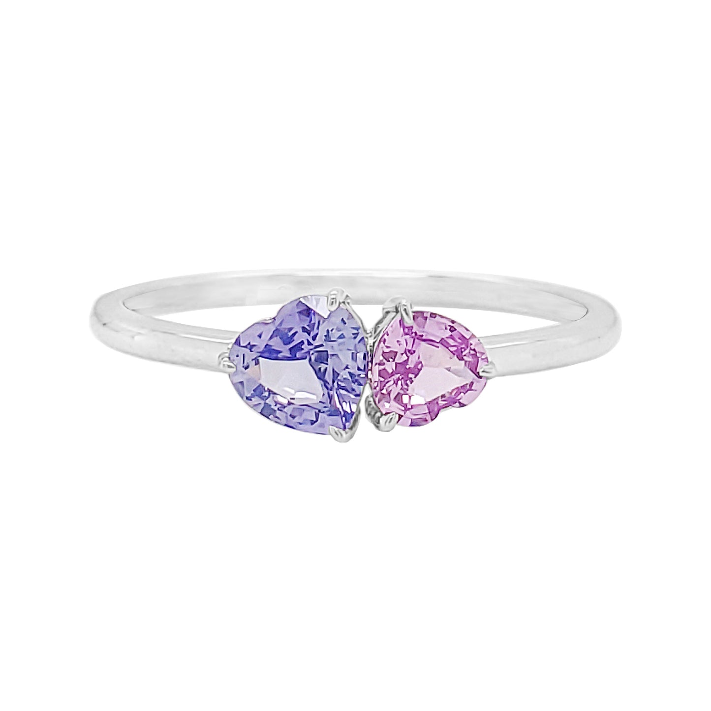14K Gold Heart Sapphire Engagement Ring: Multicolor Gemstone