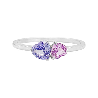14K Gold Heart Sapphire Engagement Ring: Multicolor Gemstone
