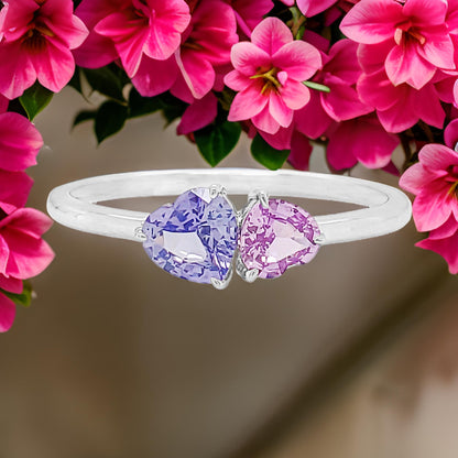 14K Gold Heart Sapphire Engagement Ring: Multicolor Gemstone