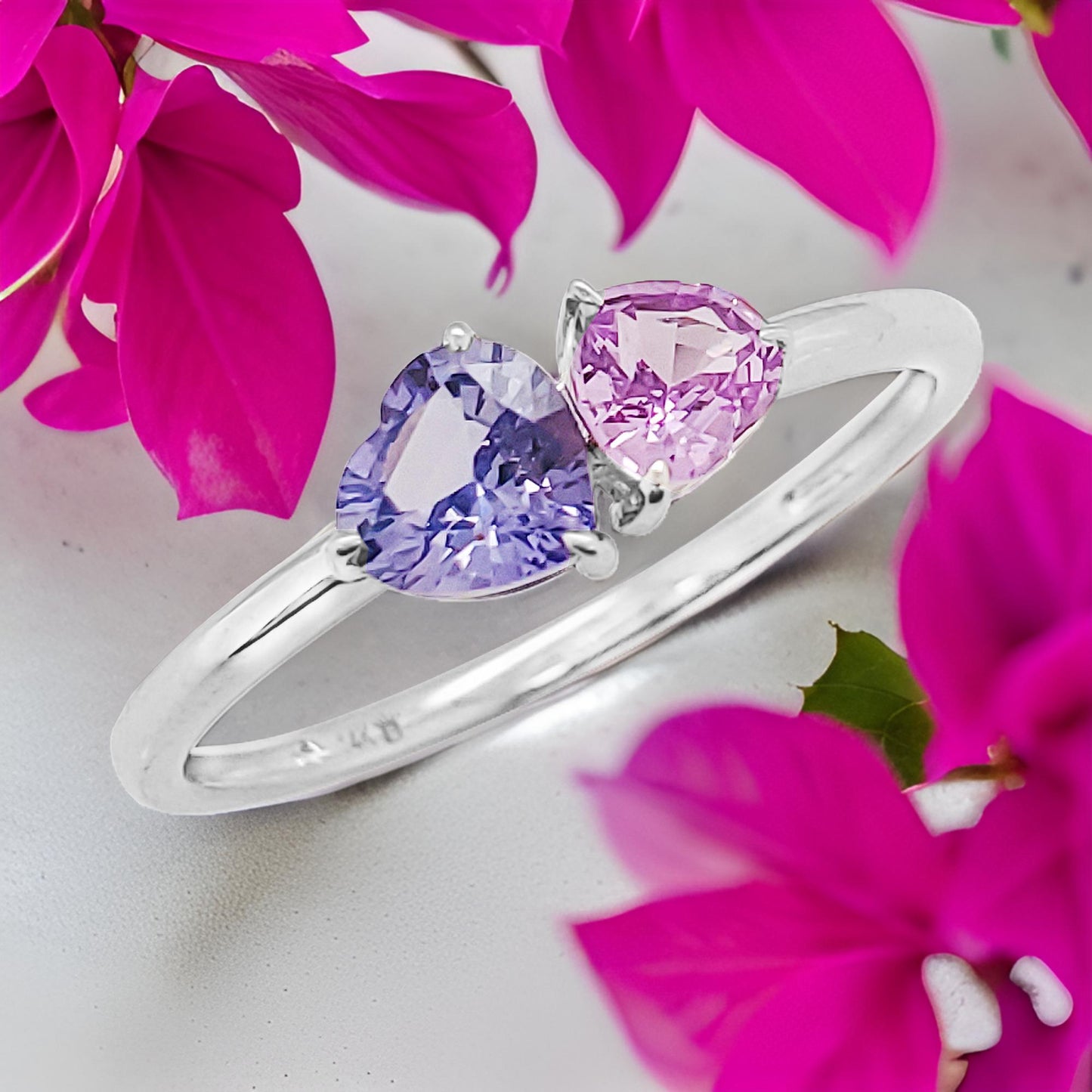 14K Gold Heart Sapphire Engagement Ring: Multicolor Gemstone