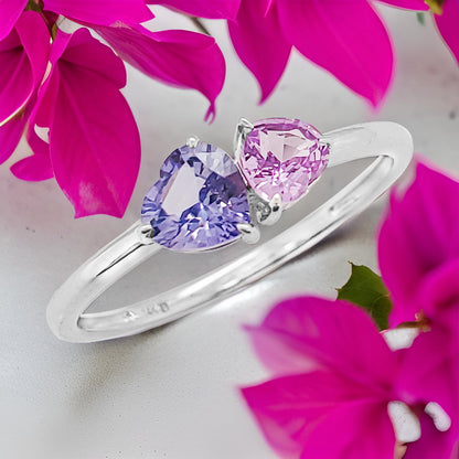 14K Gold Heart Sapphire Engagement Ring: Multicolor Gemstone