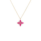 Marquise Cut Red Ruby & Diamond Pendant Necklace (9/10 CTW) in 14K Gold with 18" Chain