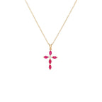 14K Gold Holy Cross Ruby & Diamond Pendant Necklace (3/5 CTW) - with 18" Chain