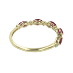 14K Yellow Gold Marquise Ruby Diamond Band Red Gemstone Wedding Ring July Birthstone Jewelry Minimalist Stackable Anniversary Gift For Her