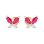 14K Gold Ruby & Diamond Marquise Earrings: Partywear Jewelry