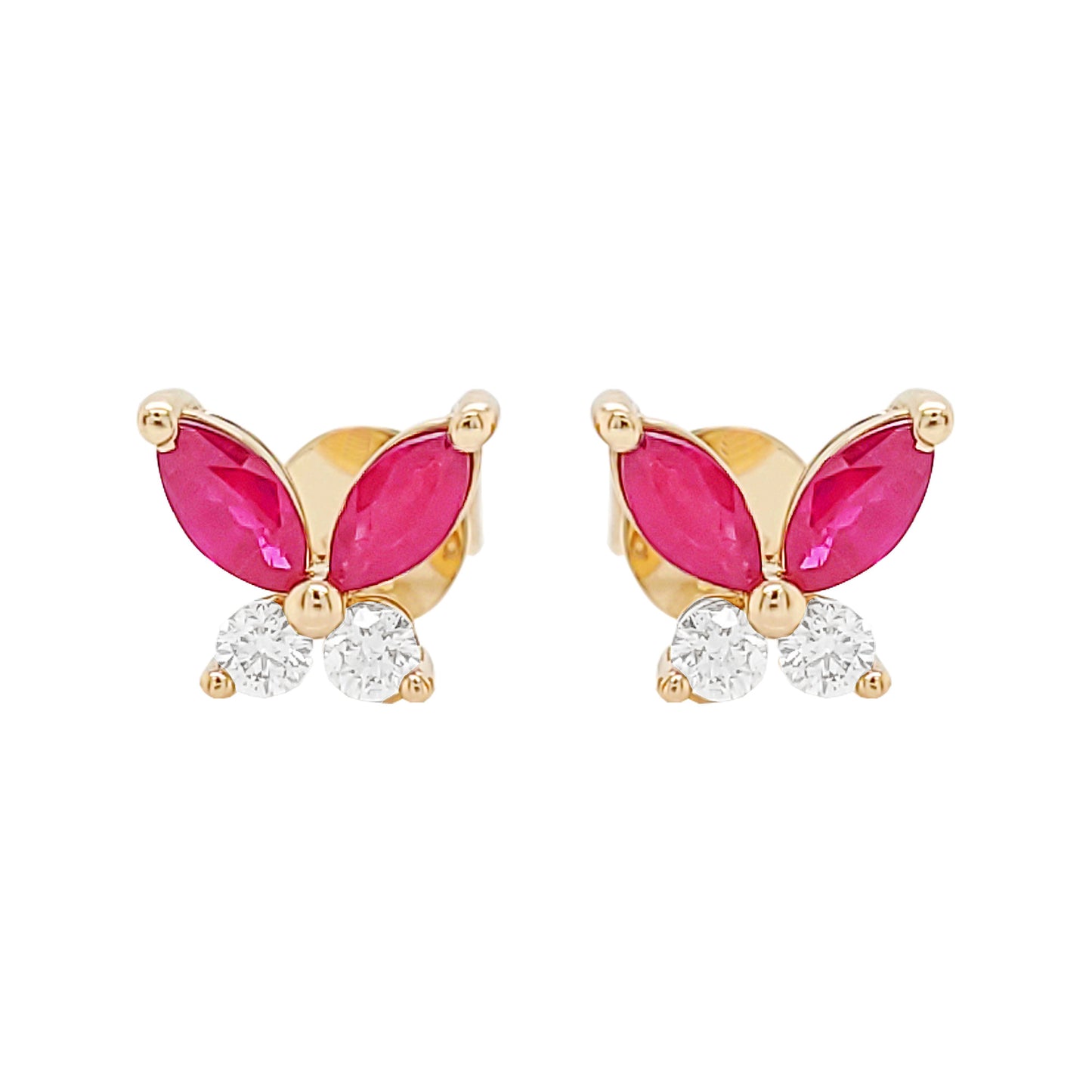 14K Gold Ruby & Diamond Marquise Earrings: Partywear Jewelry