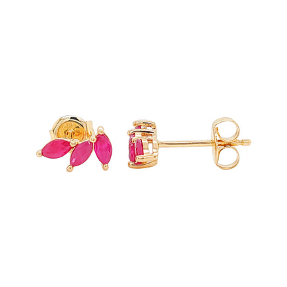 14K Gold Red Ruby Marquise Earrings: Partywear Fine Jewelry