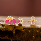 14K Gold Red Ruby Marquise Earrings: Partywear Fine Jewelry