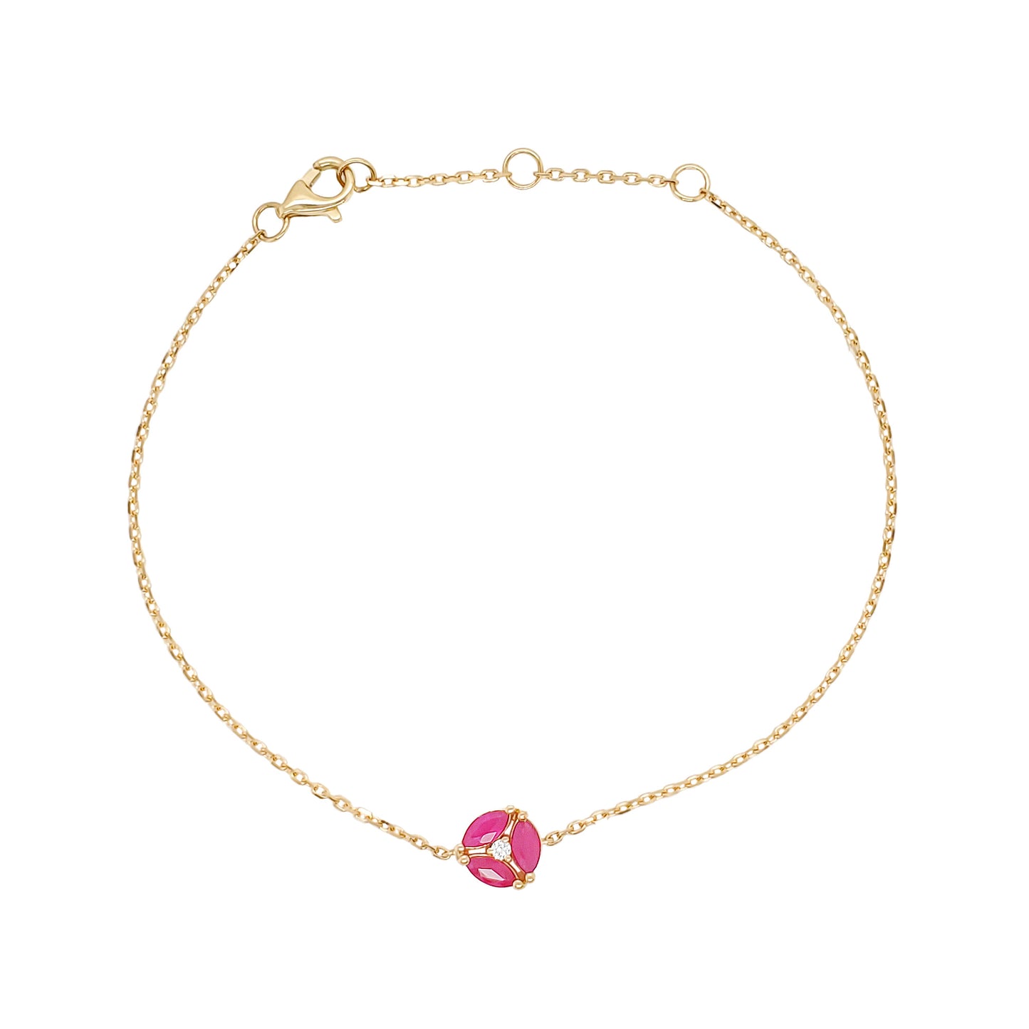 Marquise Cut Ruby and Diamond Bracelet: 14K Gold Jewelry