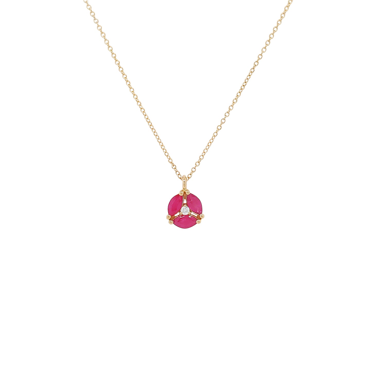 1/2CTW Marquise Ruby and Diamond 14K Gold Pendant Necklace