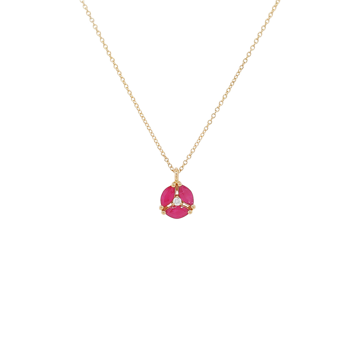 1/2CTW Marquise Ruby and Diamond 14K Gold Pendant Necklace