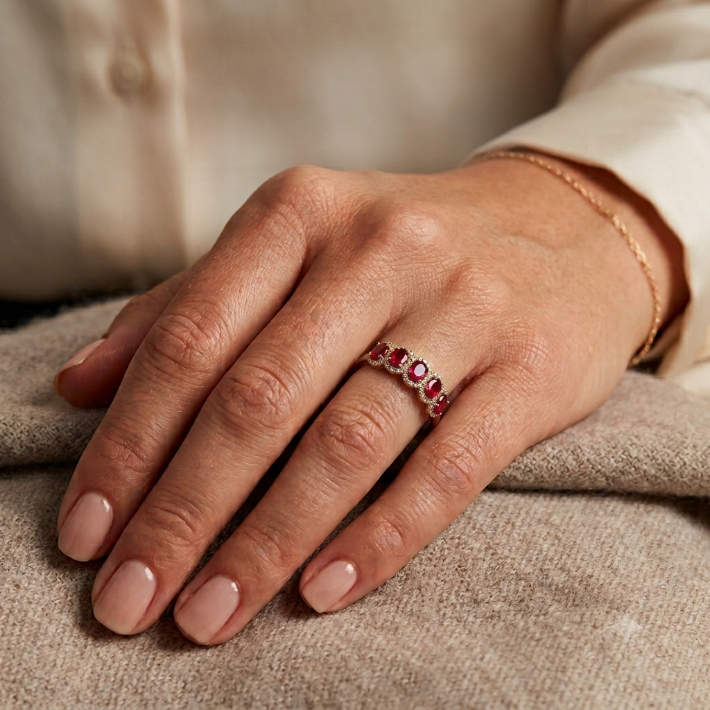 14K Yellow Gold Ruby Ring, Vintage Diamond Band, Oval Red Gemstone Anniversary Jewelry, Unique July Birthstone Gift For Women