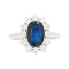 Blue Sapphire & Diamond Ring: 2 2/5 CTW, 18K White Gold Fine Jewelry
