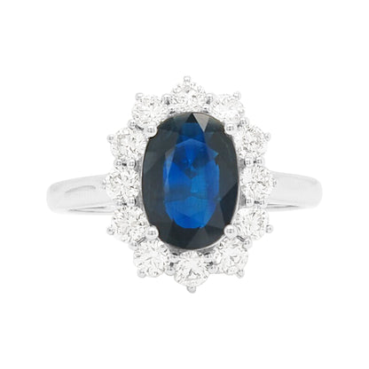 Blue Sapphire & Diamond Ring: 2 2/5 CTW, 18K White Gold Fine Jewelry