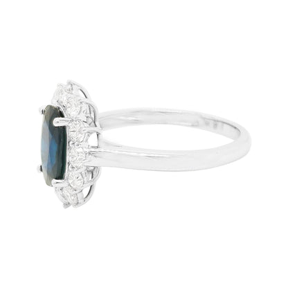 Blue Sapphire & Diamond Ring: 2 2/5 CTW, 18K White Gold Fine Jewelry