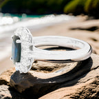 Blue Sapphire & Diamond Ring: 2 2/5 CTW, 18K White Gold Fine Jewelry