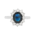Blue Sapphire and Diamond Ring: 18K White Gold Elegant Jewelry