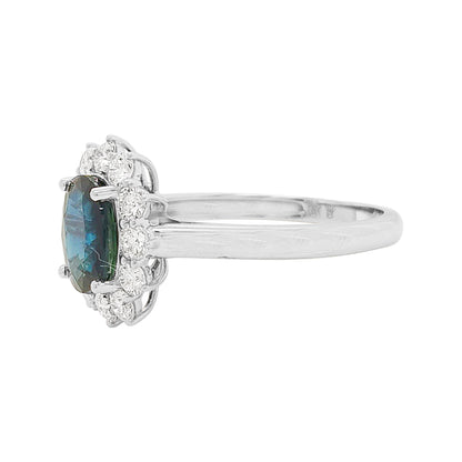 Blue Sapphire and Diamond Ring: 18K White Gold Elegant Jewelry