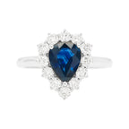 Blue Sapphire Pear Princess Diana Ring