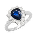 Blue Sapphire Pear Princess Diana Ring