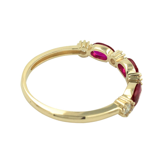 14K Solid Yellow Gold Red Ruby Natural Diamond Ring Anniversary Gift For Her July Birthstone Promise Engagement Bridal Jewelry