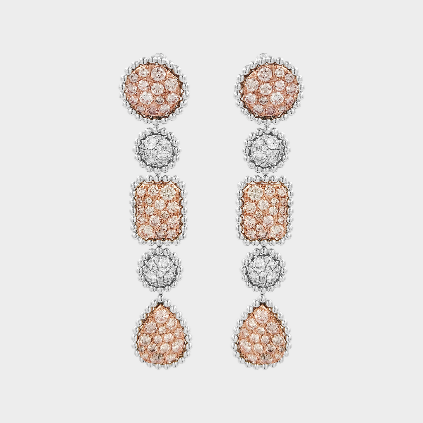 Handmade Rose Gold & White Gold Lab Grown Diamond Cluster Earrings