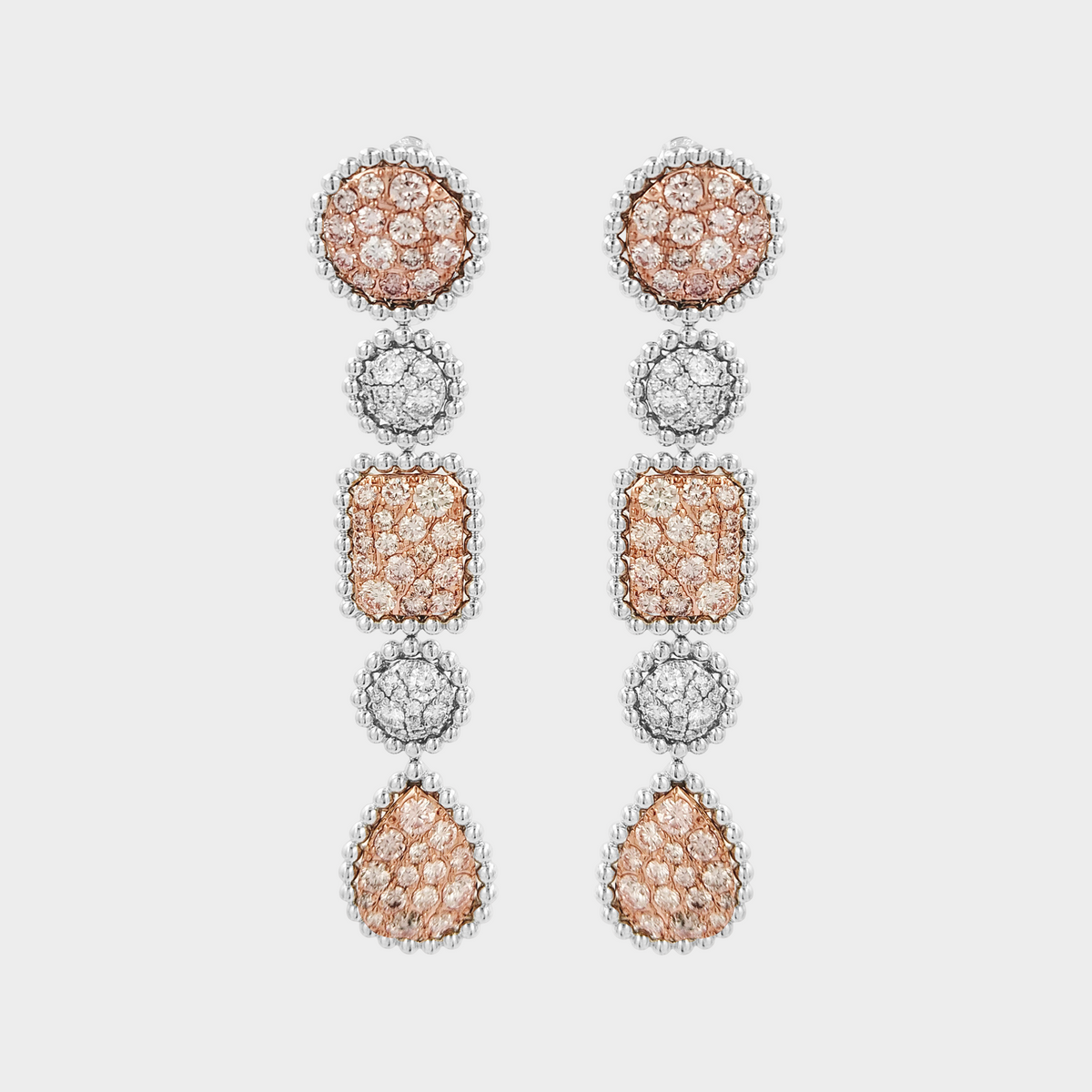 Handmade Rose Gold & White Gold Lab Grown Diamond Cluster Earrings