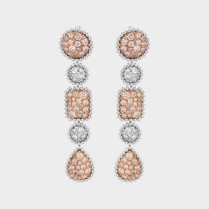 Handmade Rose Gold & White Gold Lab Grown Diamond Cluster Earrings