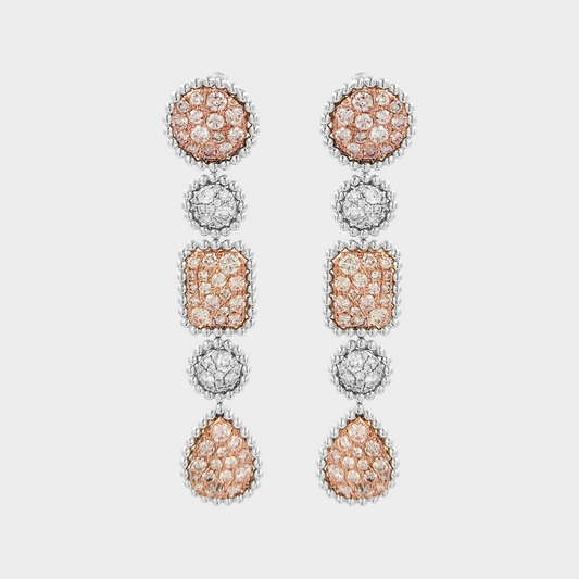 Handmade Rose Gold & White Gold Lab Grown Diamond Cluster Earrings