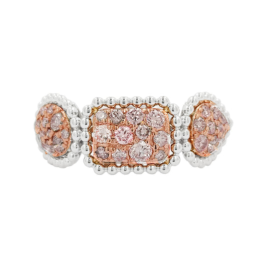 Lab Grown Diamond Cluster Ring | Rose & White Gold Beaded Band