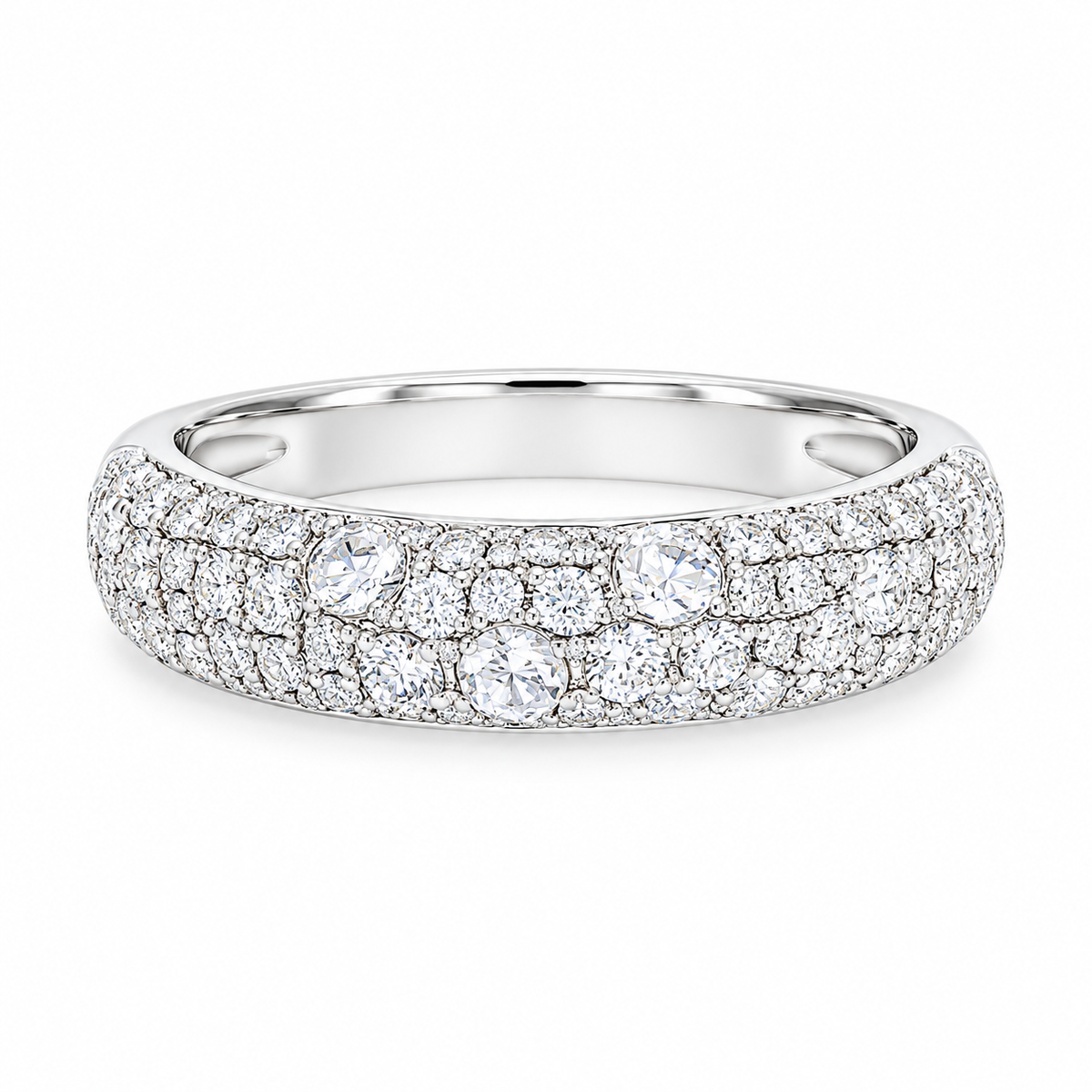 18K White Gold Natural Diamond Ring 4/5 CTW Pavé Anniversary Band Stackable Wedding Fine Jewelry Gift