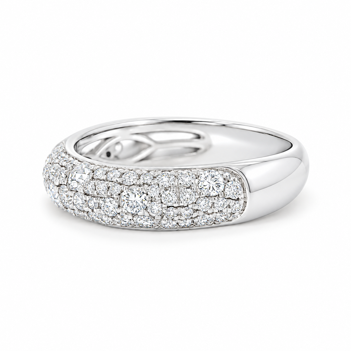 18K White Gold Natural Diamond Ring 4/5 CTW Pavé Anniversary Band Stackable Wedding Fine Jewelry Gift
