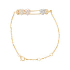 14K Gold Chain Bracelet: Trio Diamond Heart Charms