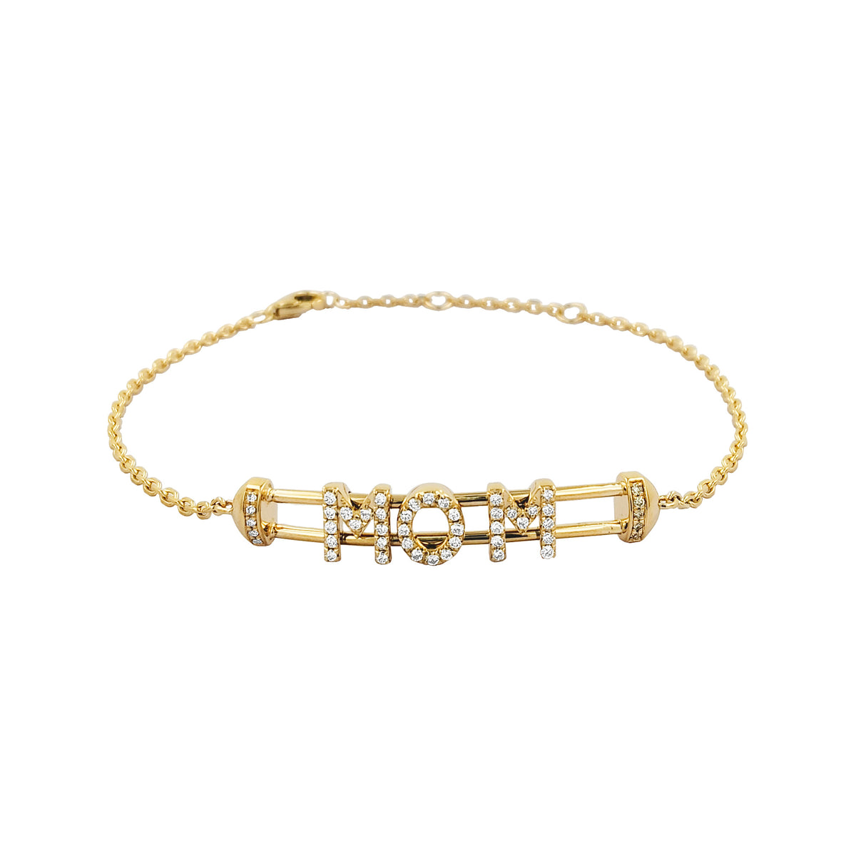 Diamond Pave "MOM" Bracelet: 14K Gold Mother's Jewelry
