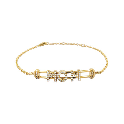 Diamond Pave "MOM" Bracelet: 14K Gold Mother's Jewelry