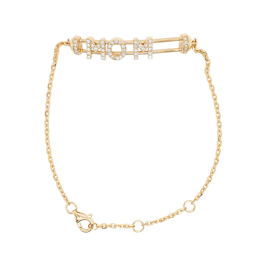Diamond Pave "MOM" Bracelet: 14K Gold Mother's Jewelry