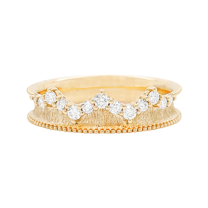 Boho Chic 14K Gold Diamond Tiara Ring: 1/4 CTW Engagement Ring