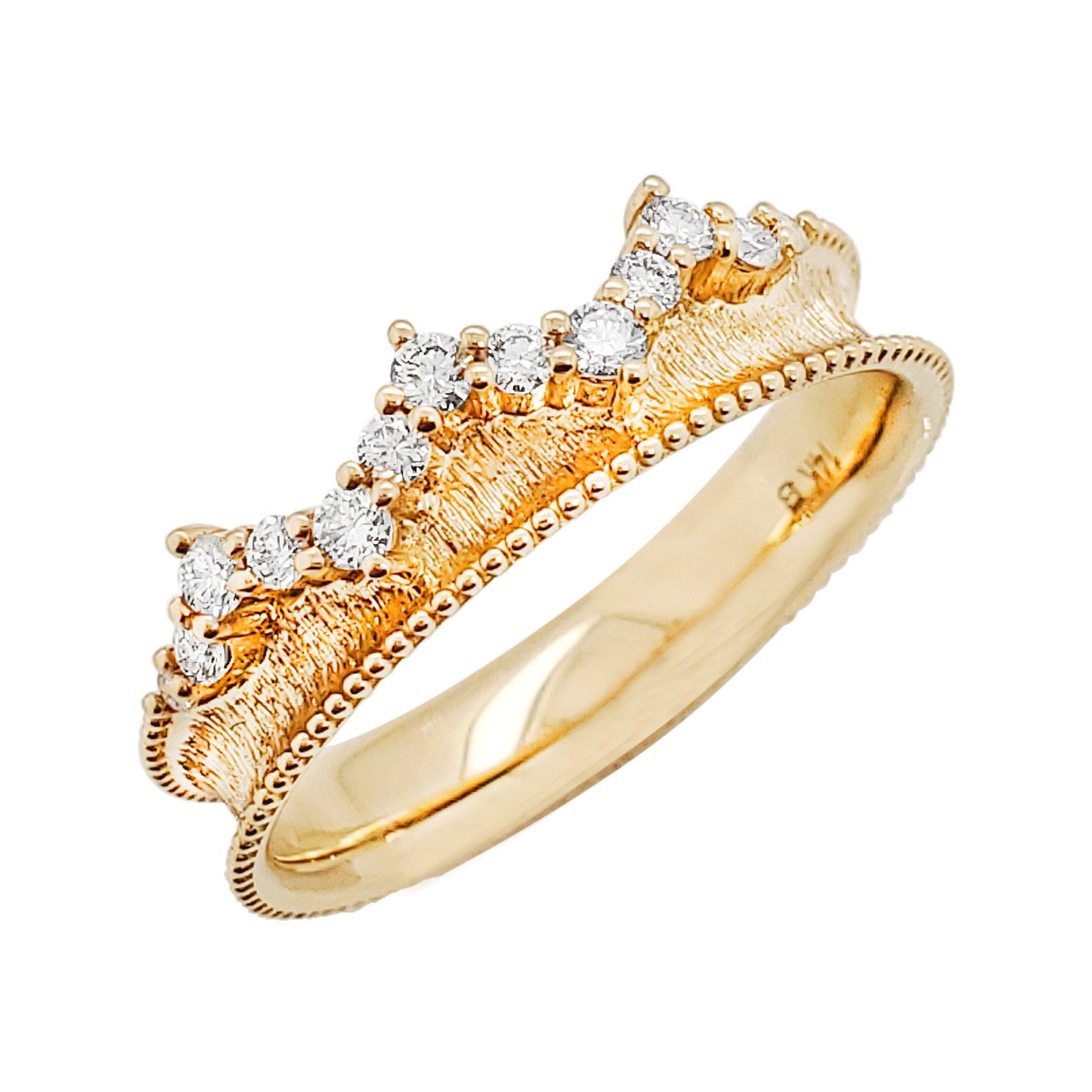 Boho Chic 14K Gold Diamond Tiara Ring: 1/4 CTW Engagement Ring
