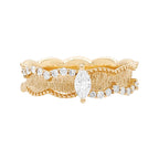 14K Brushed Gold Ring with Marquise Diamond