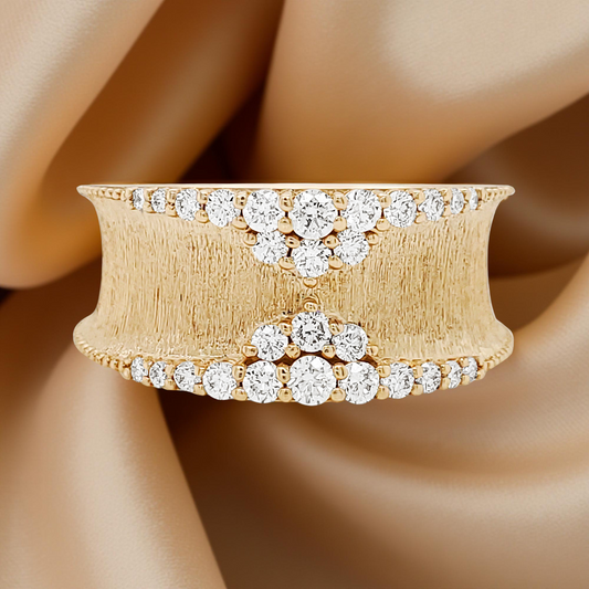 Hammered 14K Gold Diamond Ring: Statement Wedding, Engagement, Anniversary