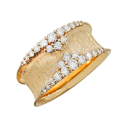 Hammered 14K Gold Diamond Ring: Statement Wedding, Engagement, Anniversary