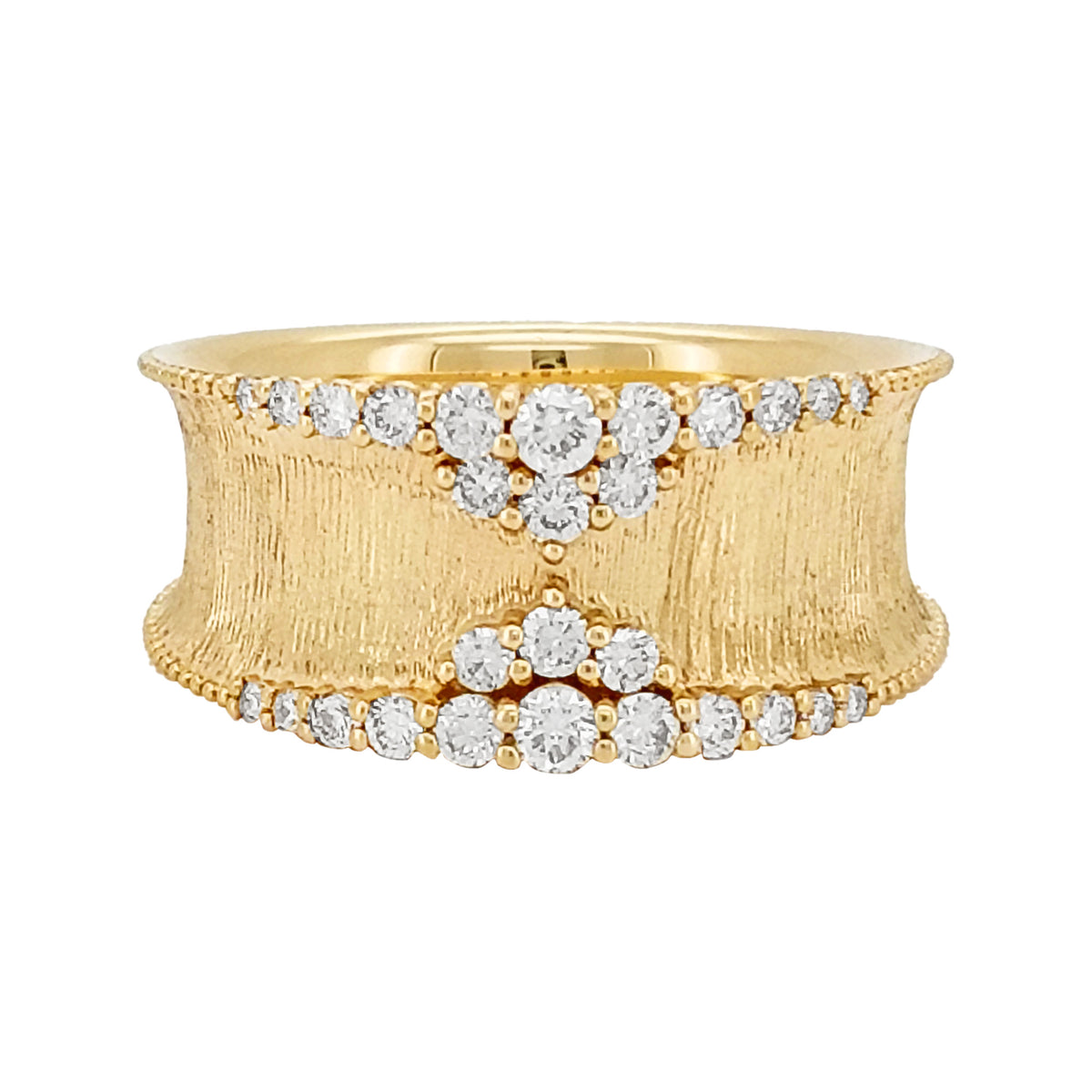 Hammered 14K Gold Diamond Ring: Statement Wedding, Engagement, Anniversary