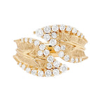 14K Gold Natural Diamond 1/2 CTW Leaf Wrap Ring: Boho Chic Engagement Jewelry