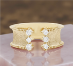 14K Gold Open Cuff Ring: Princess & Round Cut Diamond Accents