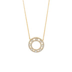 14K Yellow Gold Diamond Circle Pendant Necklace - 3/5 CTW