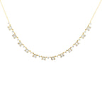 Delicate 14K Gold Diamond Drop Necklace: Baguette & Round Cut