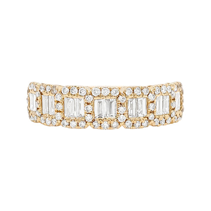 14K Gold Emerald Cut Diamond Halo Ring: 4/5 CTW Engagement Ring